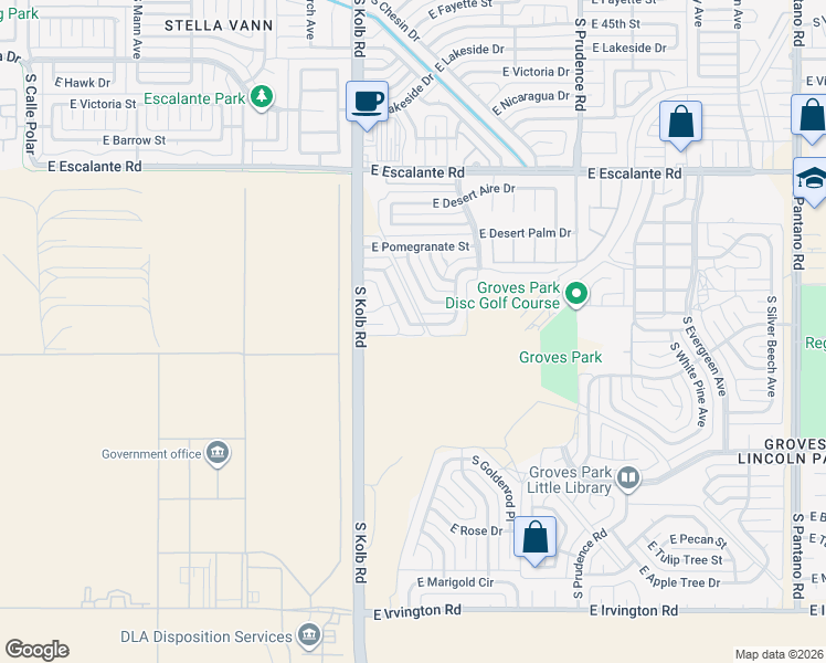 map of restaurants, bars, coffee shops, grocery stores, and more near 7130 East Lilac Place in Tucson