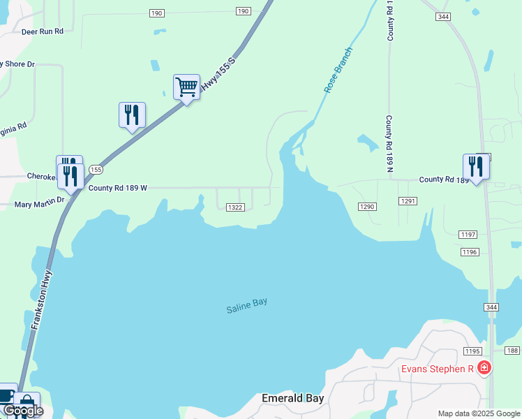 map of restaurants, bars, coffee shops, grocery stores, and more near 16097 County Road 189 West in Flint