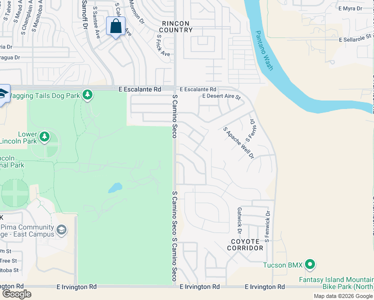 map of restaurants, bars, coffee shops, grocery stores, and more near 8715 East Eagle Creek Drive in Tucson