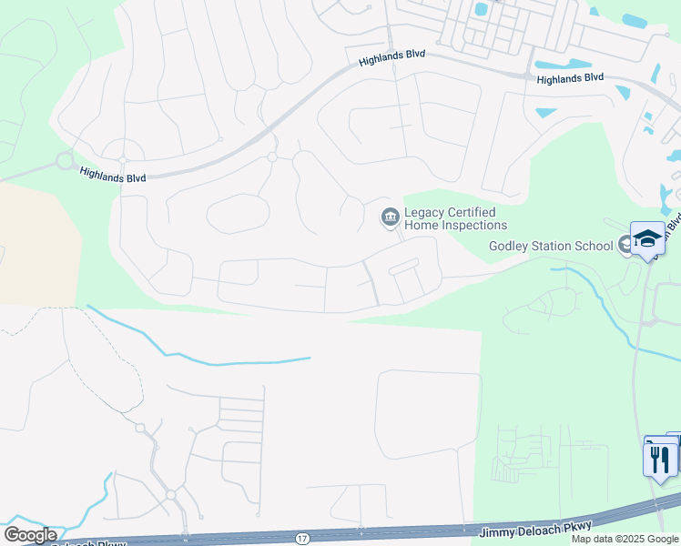 map of restaurants, bars, coffee shops, grocery stores, and more near 182 Lake Pointe Drive in Pooler