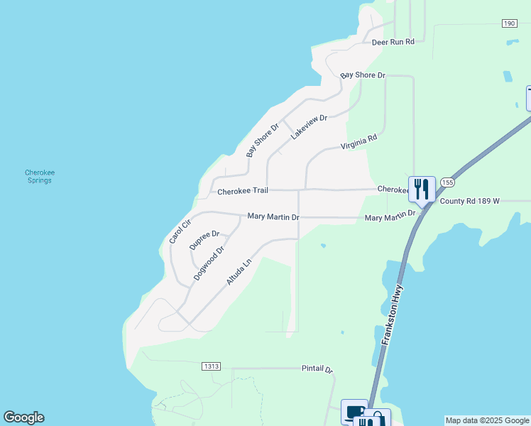 map of restaurants, bars, coffee shops, grocery stores, and more near 17344 Mary Martin Drive in Flint