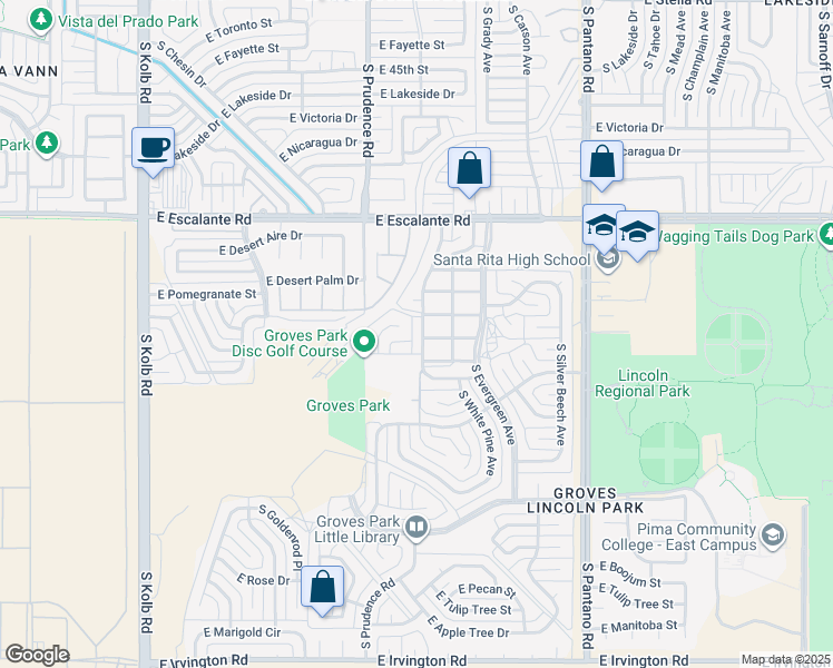 map of restaurants, bars, coffee shops, grocery stores, and more near 4080 South Queen Palm Drive in Tucson