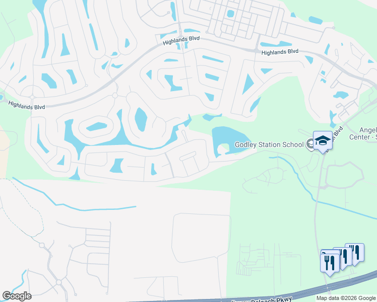 map of restaurants, bars, coffee shops, grocery stores, and more near 24 Spring Lakes Circle in Pooler