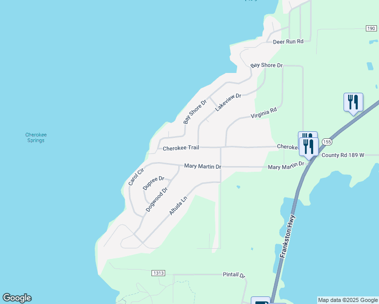 map of restaurants, bars, coffee shops, grocery stores, and more near 17344 Mary Martin Drive in Flint