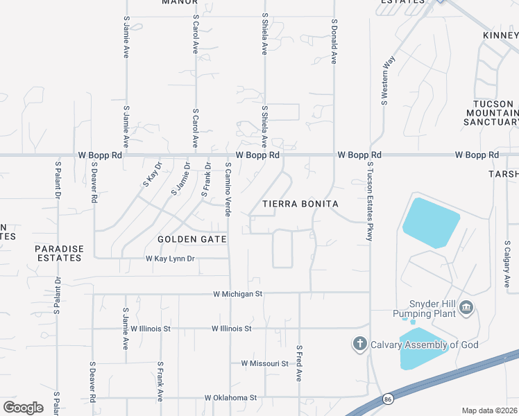 map of restaurants, bars, coffee shops, grocery stores, and more near 3961 South Thornton Avenue in Tucson