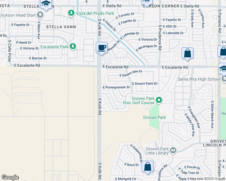 map of restaurants, bars, coffee shops, grocery stores, and more near 4020 South Snapdragon Street in Tucson