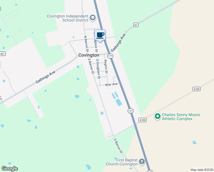 map of restaurants, bars, coffee shops, grocery stores, and more near 300 Weir Street in Covington