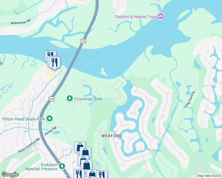 map of restaurants, bars, coffee shops, grocery stores, and more near 22 Wexford on the Green in Hilton Head Island