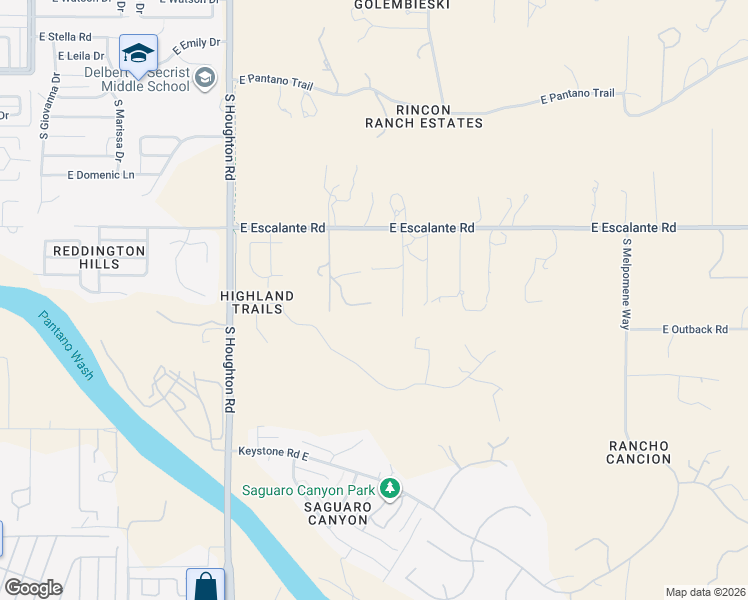 map of restaurants, bars, coffee shops, grocery stores, and more near 10610 East Escalante Road in Tucson