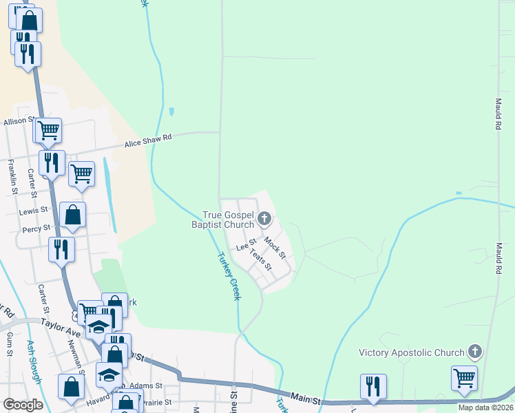 map of restaurants, bars, coffee shops, grocery stores, and more near 128-188 Mock Street in Winnsboro