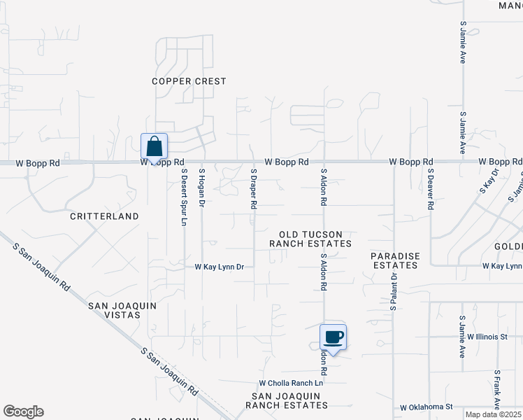 map of restaurants, bars, coffee shops, grocery stores, and more near 3945 South Draper Road in Tucson