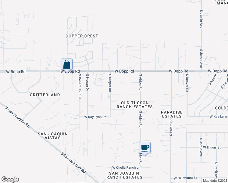 map of restaurants, bars, coffee shops, grocery stores, and more near 3945 South Draper Road in Tucson