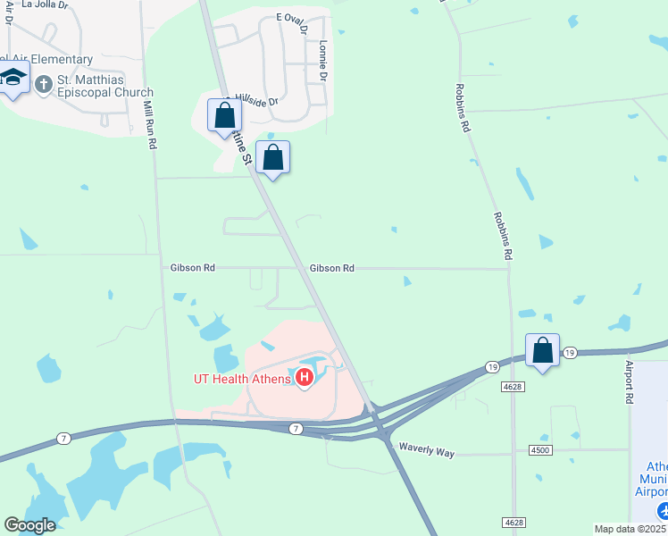 map of restaurants, bars, coffee shops, grocery stores, and more near 2001 Gibson Road in Athens