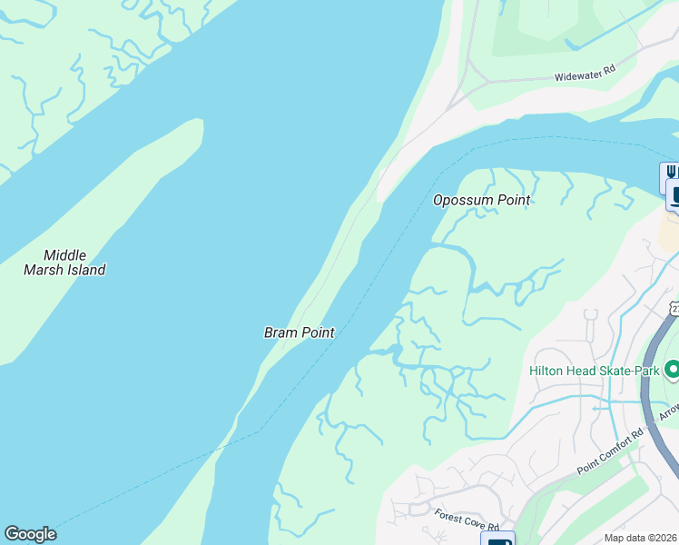 map of restaurants, bars, coffee shops, grocery stores, and more near 74 Brams Point Road in Hilton Head Island