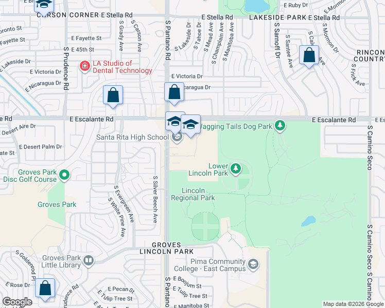 map of restaurants, bars, coffee shops, grocery stores, and more near 3951 South Pantano Road in Tucson