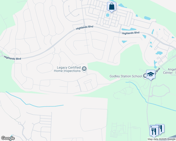 map of restaurants, bars, coffee shops, grocery stores, and more near 20 Winter Lake Circle in Pooler