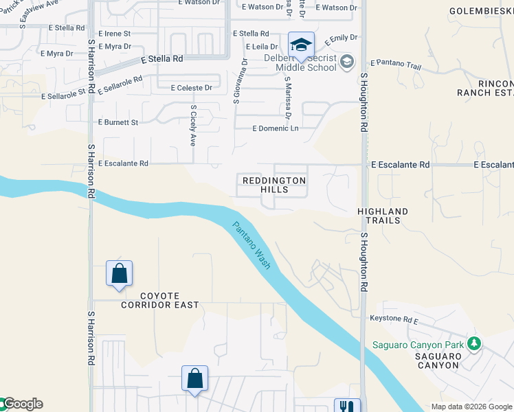 map of restaurants, bars, coffee shops, grocery stores, and more near 3976 South Headwind Drive in Tucson