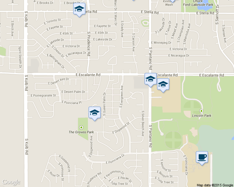 map of restaurants, bars, coffee shops, grocery stores, and more near 3956 South Evergreen Avenue in Tucson