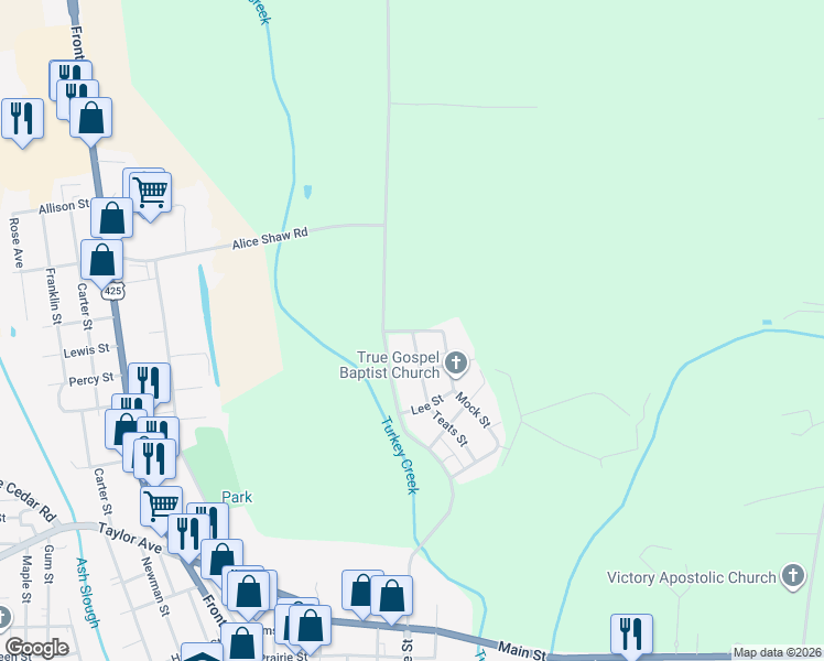 map of restaurants, bars, coffee shops, grocery stores, and more near 128 Mock Street in Winnsboro