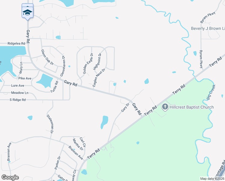 map of restaurants, bars, coffee shops, grocery stores, and more near 8822 Gary Road in Byram