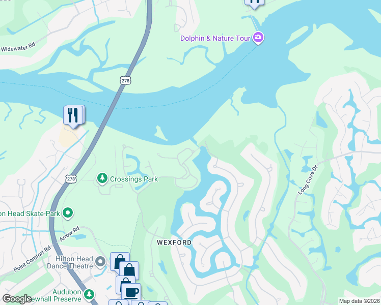 map of restaurants, bars, coffee shops, grocery stores, and more near 2 Wexford on the Green in Hilton Head Island