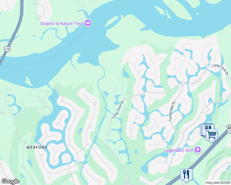 map of restaurants, bars, coffee shops, grocery stores, and more near 5 Foot Point Road in Hilton Head Island