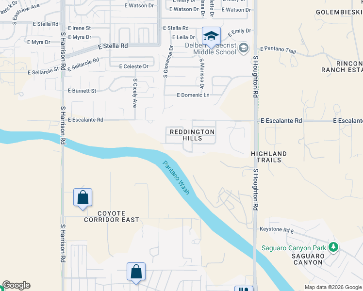 map of restaurants, bars, coffee shops, grocery stores, and more near 9984 East Banister Drive in Tucson