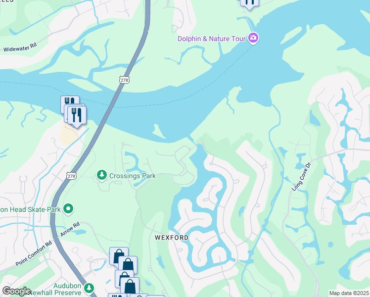 map of restaurants, bars, coffee shops, grocery stores, and more near 22 Wexford on the Green in Hilton Head Island