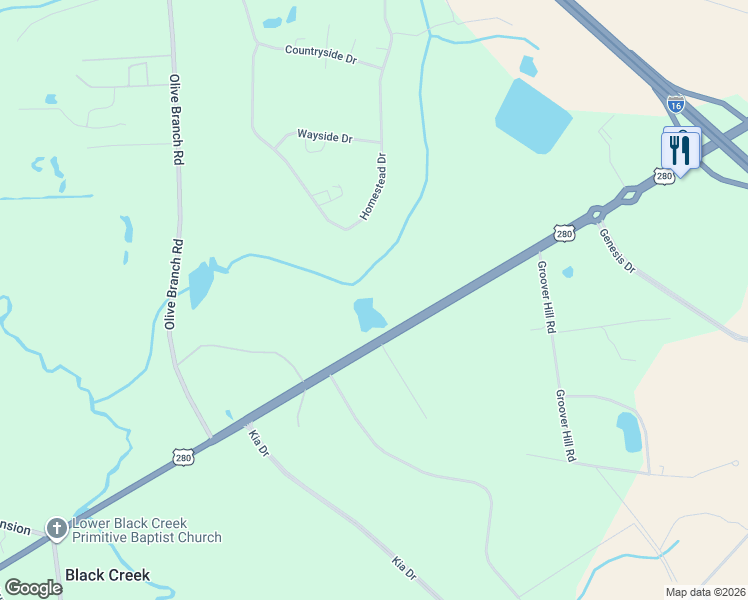 map of restaurants, bars, coffee shops, grocery stores, and more near 469 U.S. 280 in Ellabell