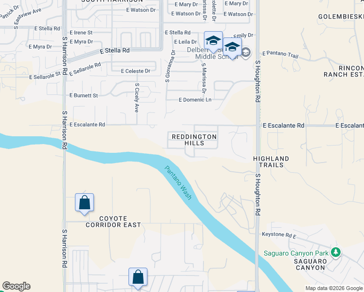 map of restaurants, bars, coffee shops, grocery stores, and more near 3976 South Headwind Drive in Tucson