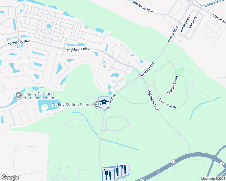 map of restaurants, bars, coffee shops, grocery stores, and more near 2155 Benton Boulevard in Savannah