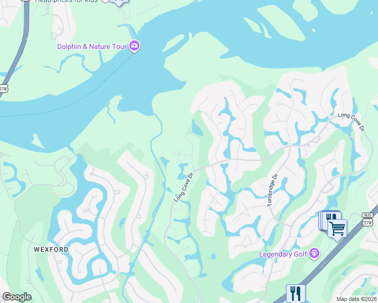 map of restaurants, bars, coffee shops, grocery stores, and more near 14 McKays Point Road in Hilton Head Island