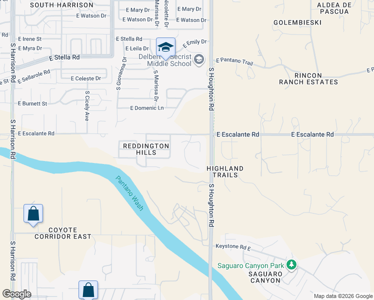 map of restaurants, bars, coffee shops, grocery stores, and more near 10190 East Placita De Dos Pesos in Tucson