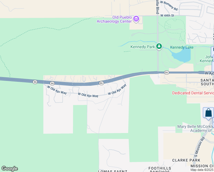 map of restaurants, bars, coffee shops, grocery stores, and more near 2441 West Ajo Highway in Tucson