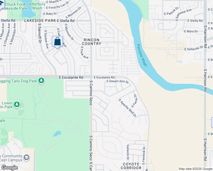 map of restaurants, bars, coffee shops, grocery stores, and more near 3842 South Desert Lake Drive in Tucson