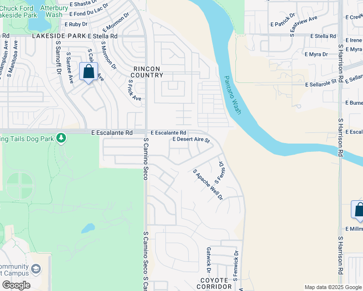 map of restaurants, bars, coffee shops, grocery stores, and more near 8968 East Desert Aire Street in Tucson