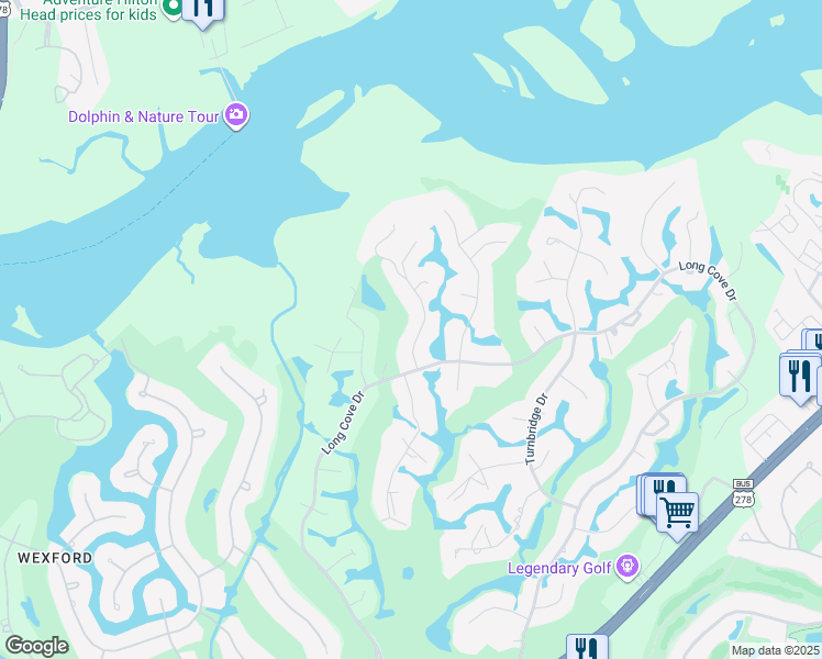 map of restaurants, bars, coffee shops, grocery stores, and more near 9 Oakman Branch Road in Hilton Head Island