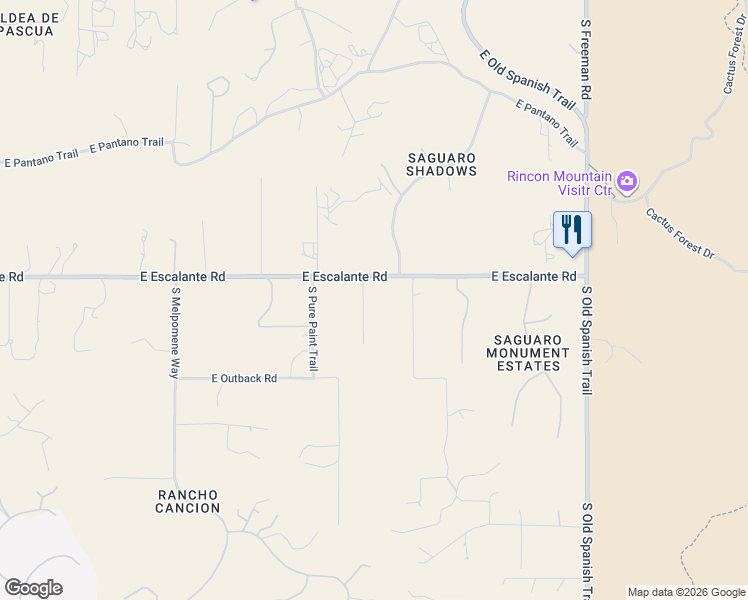 map of restaurants, bars, coffee shops, grocery stores, and more near 11470 East Escalante Road in Tucson