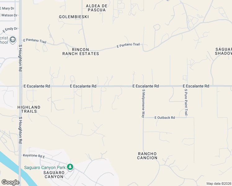 map of restaurants, bars, coffee shops, grocery stores, and more near 10922 East Escalante Road in Tucson