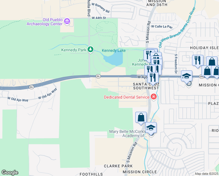 map of restaurants, bars, coffee shops, grocery stores, and more near 2035 W Probasco Dr in Tucson