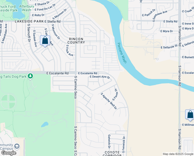 map of restaurants, bars, coffee shops, grocery stores, and more near 8968 East Desert Aire Street in Tucson