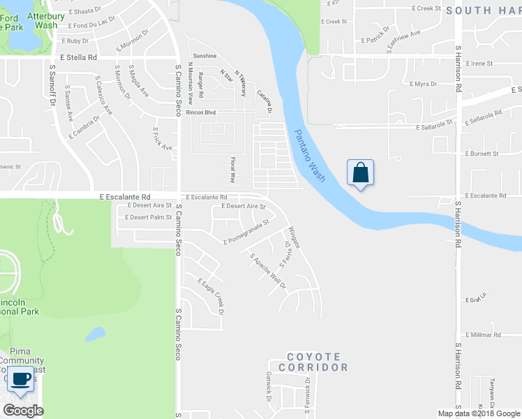 map of restaurants, bars, coffee shops, grocery stores, and more near 9026 East Desert Aire Street in Tucson