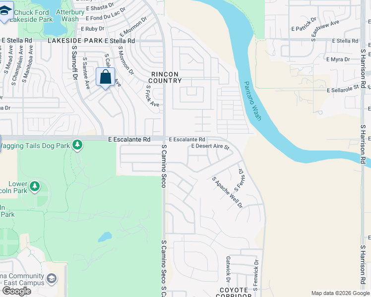 map of restaurants, bars, coffee shops, grocery stores, and more near 3842 S Desert Lake Dr in Tucson