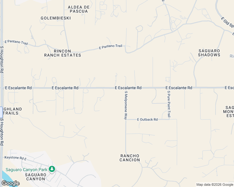 map of restaurants, bars, coffee shops, grocery stores, and more near 11040 East Escalante Road in Tucson