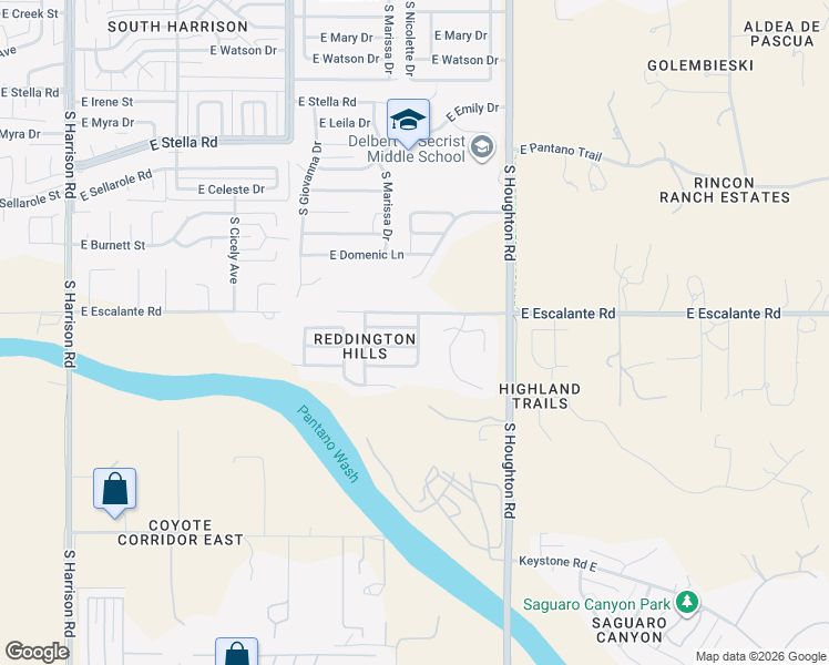 map of restaurants, bars, coffee shops, grocery stores, and more near 10124 East Desert Aire Drive in Tucson
