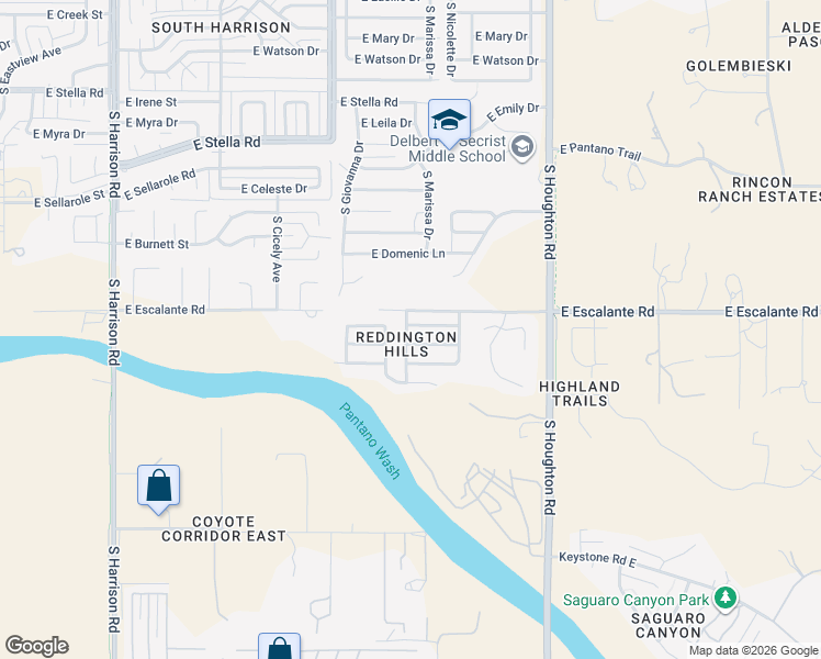 map of restaurants, bars, coffee shops, grocery stores, and more near 10042 East Desert Aire Drive in Tucson