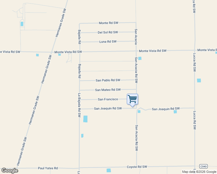 map of restaurants, bars, coffee shops, grocery stores, and more near 2501-2999 San Mateo Road Southwest in Deming