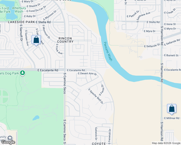 map of restaurants, bars, coffee shops, grocery stores, and more near 9026 East Desert Aire Street in Tucson