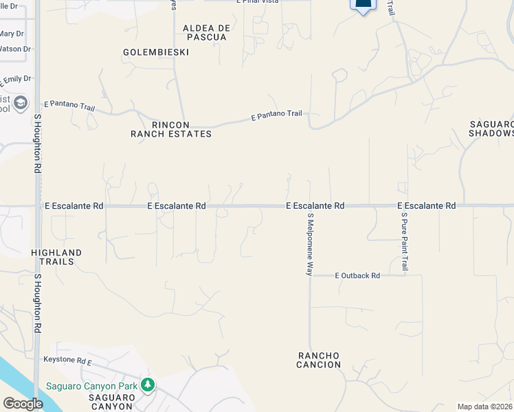 map of restaurants, bars, coffee shops, grocery stores, and more near 11040 East Escalante Road in Tucson