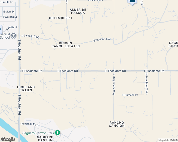 map of restaurants, bars, coffee shops, grocery stores, and more near 10922 East Escalante Road in Tucson